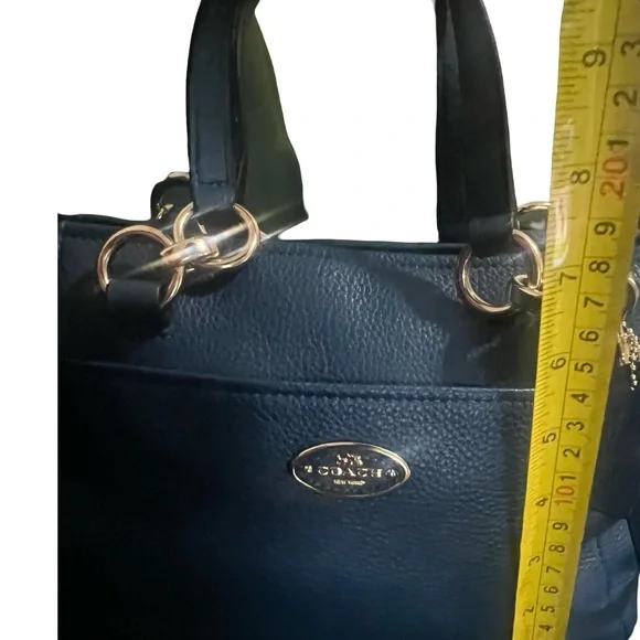Coach Navy Leather Shoulder Tote with Gold Hardware - Picture 11 of 15